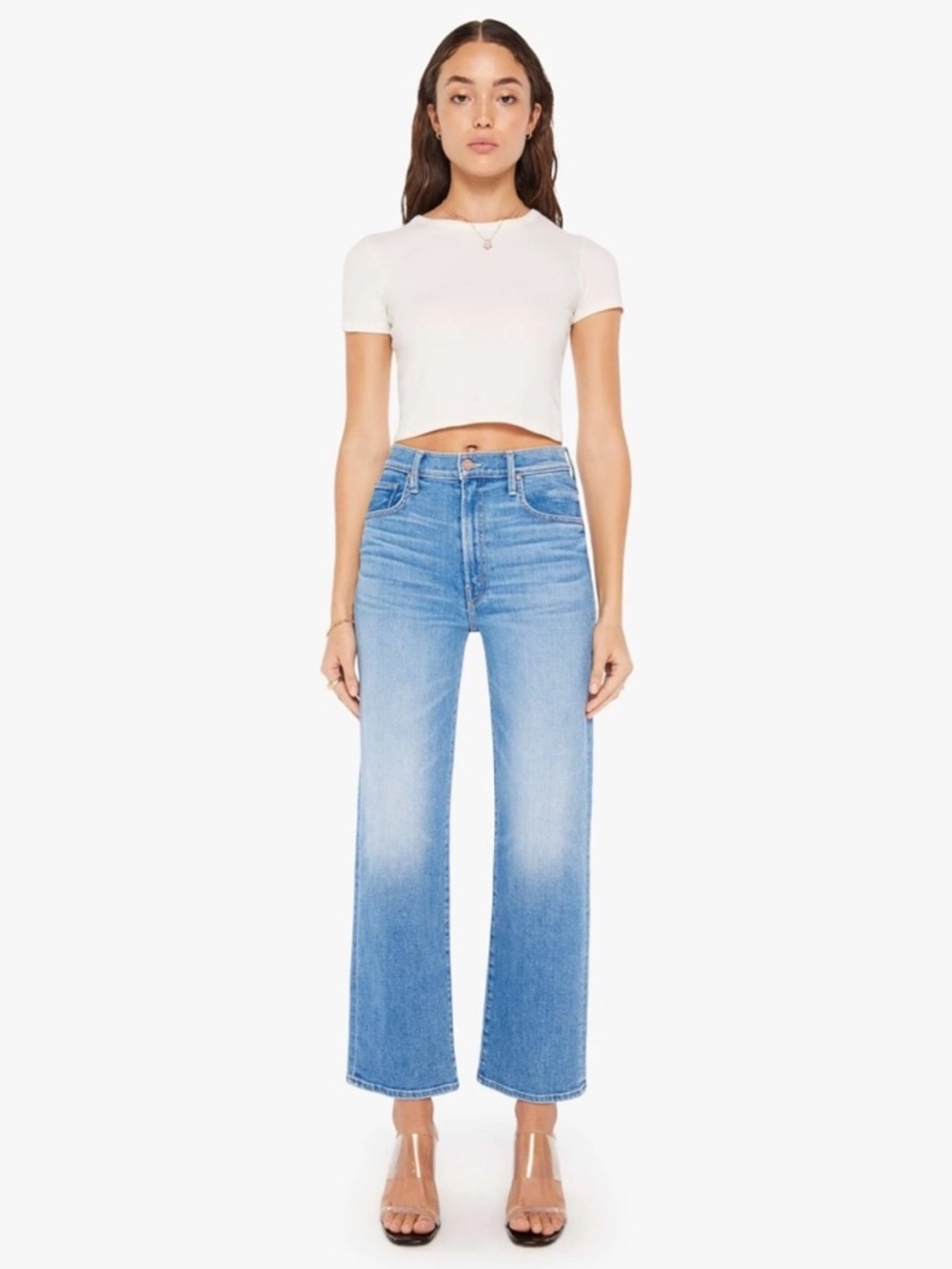 MOTHER Denim Mid Rise Rambler Zipper in Out of The Blue
